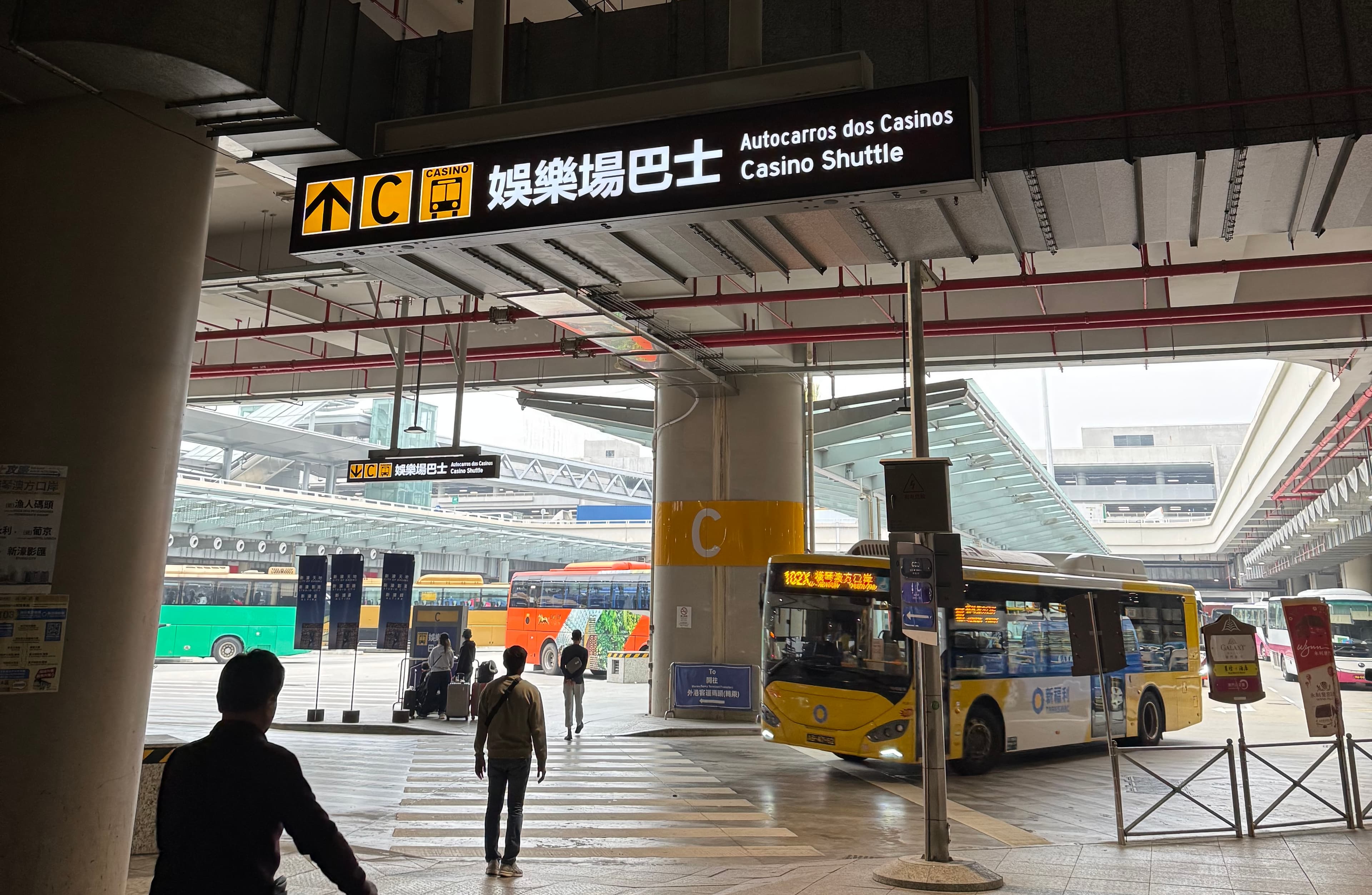 Arrive at the shuttle bus stop
